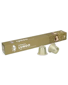 Kaffekapslen Lungo Premium pak en capsule voor Nespresso
