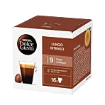 Nescafé Lungo Intenso verpakking en capsule voor Dolce Gusto