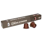 Kaffekapslen Lungo Strong Premium pak en capsule voor Nespresso
